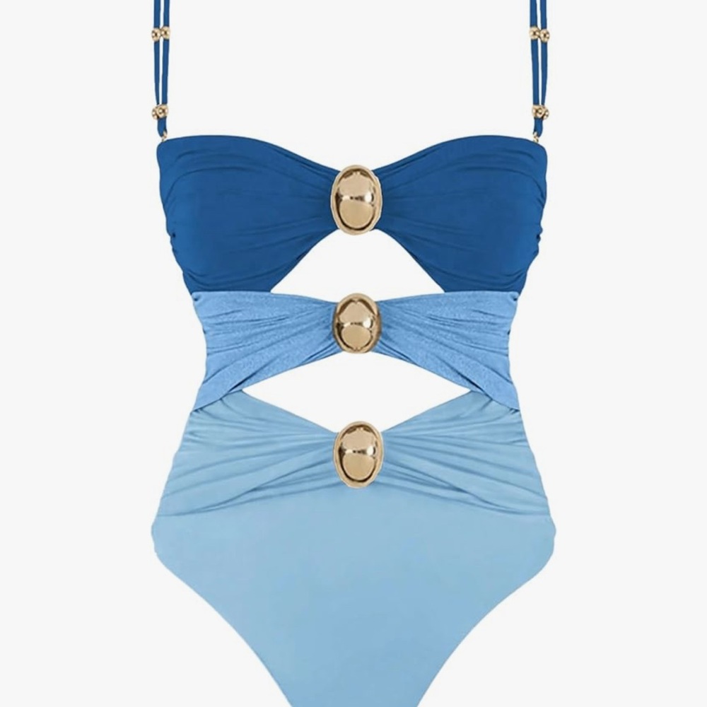 Elegant Blue Women's One Piece Swimsuit